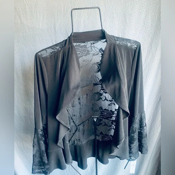 NWT Black Shrug with Lace Jacket/Top XL - Picture 10 of 10